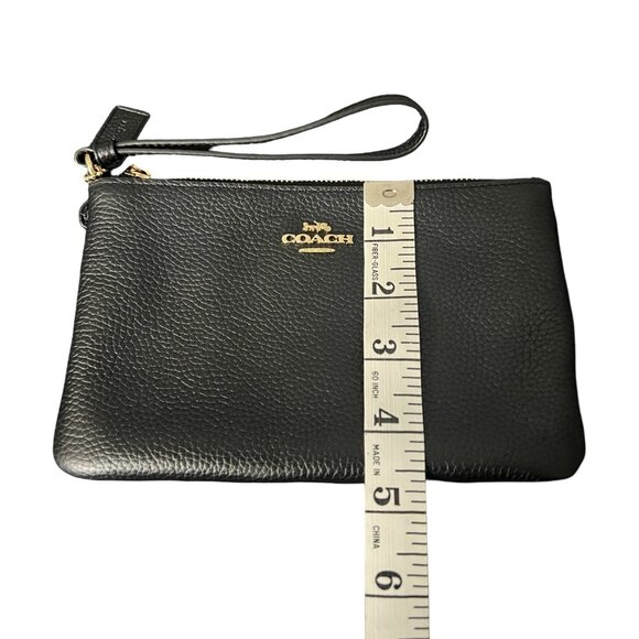 Coach Black Pebble Wristlet With Leather Hang Tag and Gold Hardware - Picture 11 of 12